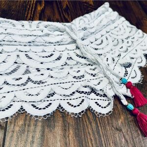 PQ SWIM PILY Q Lexi Diva White Lace Shorts Swim Coverup XS/SM